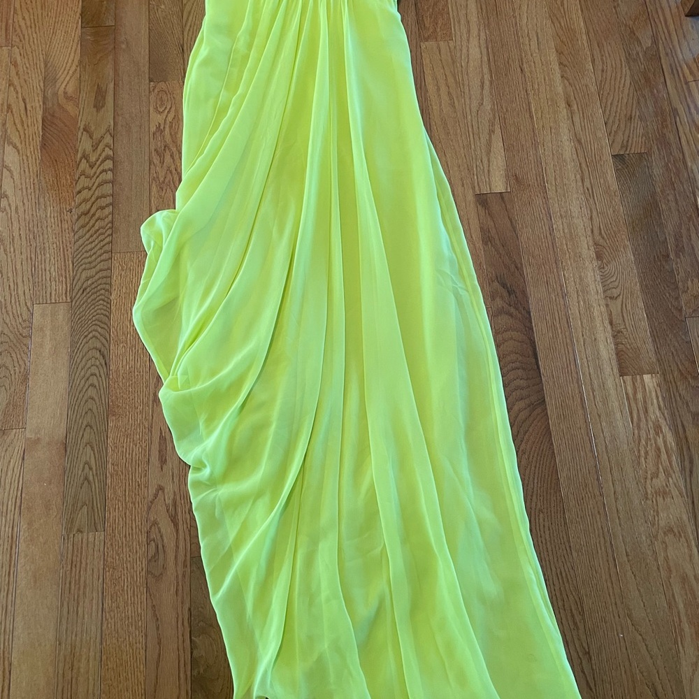 NWD BCBGMaxAzria Lemon Green Evening Long Maxi Dress Size 2